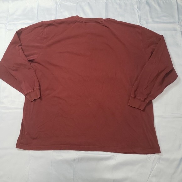 Carhartt Henley Shirt Long Sleeve Pocket Original Fit Maroon Size 4XL Men's - Picture 5 of 7
